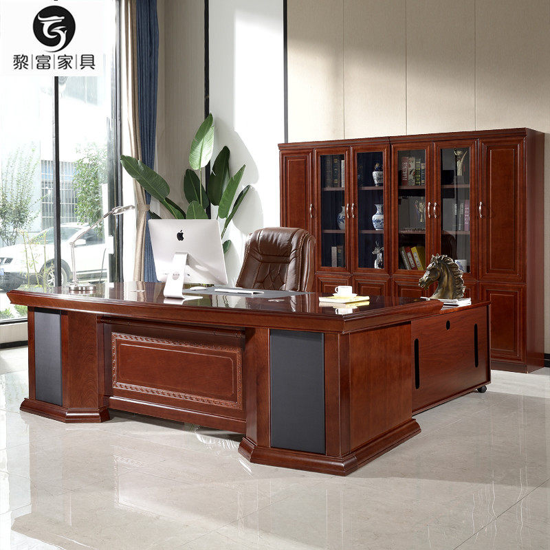 Le Rich Arc Paint Table Furniture With Wooden Leather Desk Boss Table Boss Table Manager Table Manager Table Manager Big Bandae