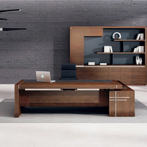 Boss Desk Big Bantai Chief Executive Manager Desk Chair Combined Solid Wood Paste Leather Brief About Modern Chinese Fashion