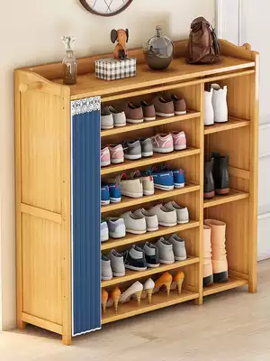 Shoe shelf home simple door indoor good-looking economical storage artifact solid wood multi-layer dustproof fabric shoe cabinet