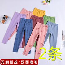 Childrens German velvet thermal pants autumn and winter boys heated bottoming pants girls fleece pants medium and large childrens thickened autumn pants for inner wear