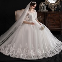 Extra-large wedding dress 200 pounds fat mm2020 new thin and fat plus-size pregnant woman cover thick arm bridal dress