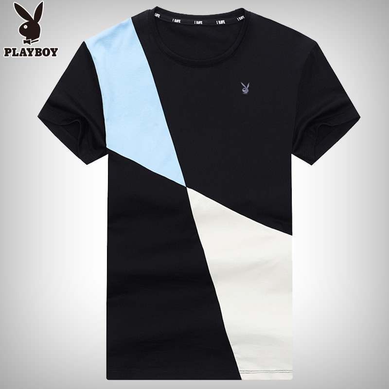 Playboy hàng đầu của nam giới ngắn tay t-shirt 2020 mùa hè của nam giới vòng cổ áo nửa tay áo lụa băng xu hướng thời trang Ingon T-shirt