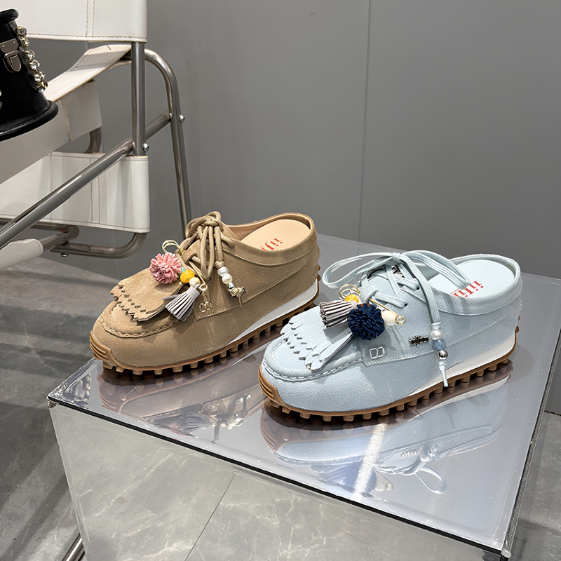 Jinbiao New Casual Comfortable Thick-Soled Height-Increasing 8.5cm Bohemian Tassel Kangaroo Bean Slip-On Women's Shoes