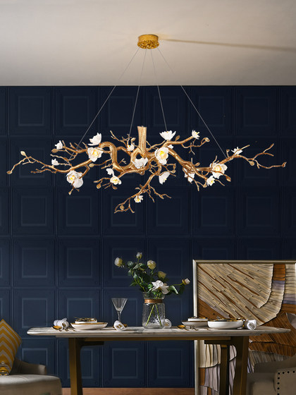 Wabi-Sabi Style New Chinoiserie Ceramic Chandelier Zen Retro Art Living Room Lamp Restaurant Tea Room Chandelier Chinoiserie Lamps