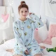 Bộ đồ ngủ flannel dài tay mùa thu và mùa đông dài gợi cảm mùa thu ngọt ngào và đáng yêu