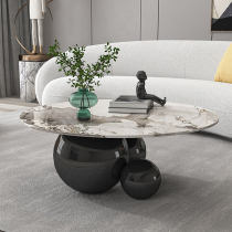 2022 new designer special shaped coffee table three ball black titanium rock plate marble coffee table light luxury personalized custom