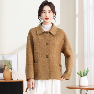 双面羊绒大衣女2025新款高级感小个子羊毛毛呢外套时尚短款双面呢