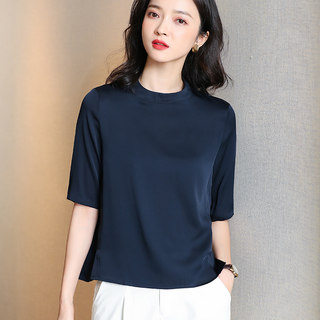 杭州大牌重磅真丝衬衫女2025夏新款显瘦五分袖洋气桑蚕丝小衫上衣