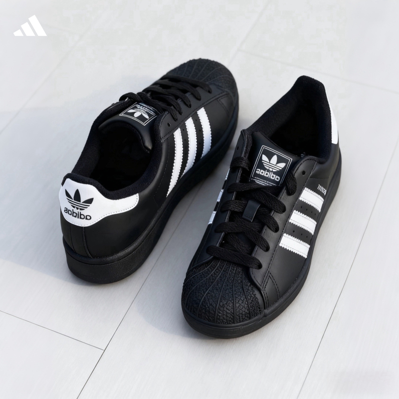 Adidas Originals Superstar 2 Adidas Shell Toe Men's and Women's Black and White Sneakers Ji0079