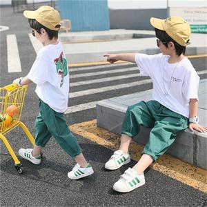 帅气童装套装男童夏装中大童2020新款洋气儿童夏季短袖两件套韩版领天猫淘宝优惠券可省10元