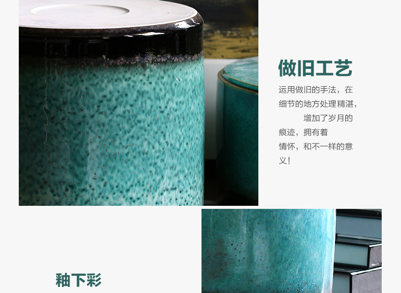 Large POTS of high temperature ceramic Chinese caddy fixings puer tea cake storage tank of the sitting room of the new Chinese style decoration furnishing articles