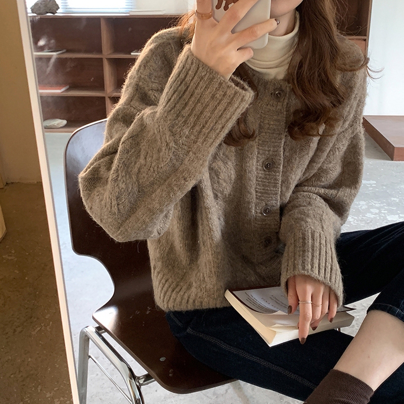 Japanese-Style Soft Twist Sweater Women's Coat Autumn and Winter New Lazy Style Loose Short Knitted Cardigan Outerwear