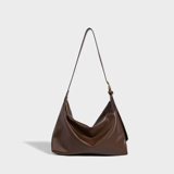 Вместительная и большая демисезонная ретро кожаная сумка на одно плечо, из натуральной кожи