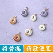 Xinjiang Qimen material Hetian Jade flat button 18K gold pendant choker smoke purple yellow mouth material sugar white jade sugar material