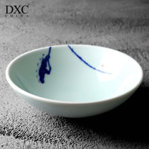  DXC creative ceramic soup bowl Noodle bowl Ceramic large shallow bowl Chinese dish bowl Household large underglaze color porcelain bowl