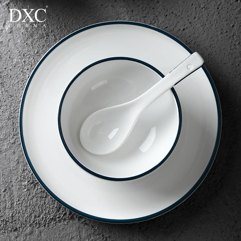 DXC Hotel Swing Table Tableware Hotel Supplies Brief Ceramic Dishes Creative Dining Room Table Face Four Sets