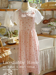 New French retro style light pink color crushing pure cotton fairy French dress apron, home uniform