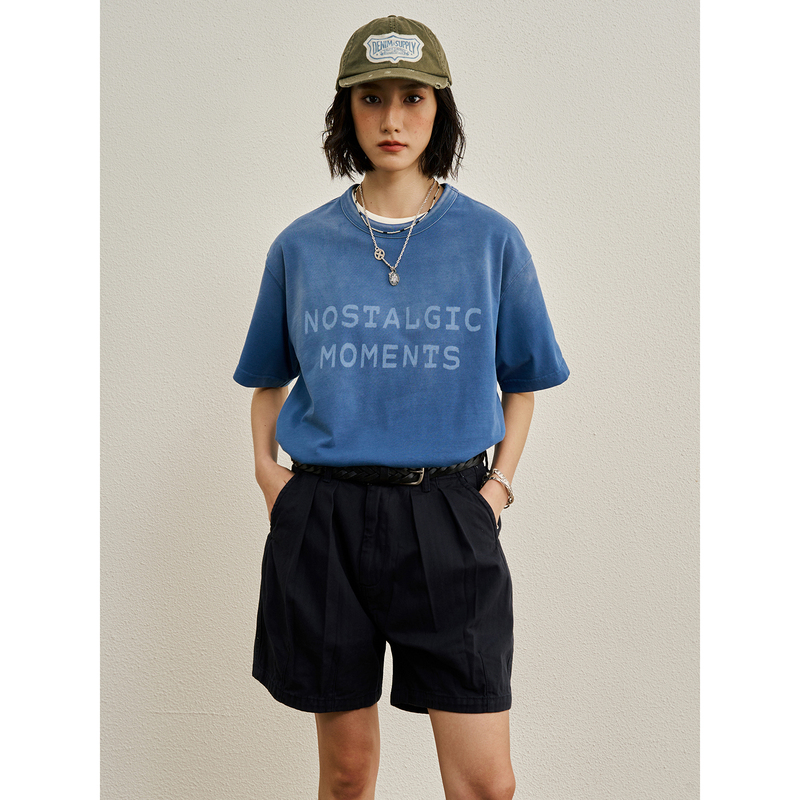 Cenles Ss26 "N.Color Series" Washed Spray-White Simple Short-Sleeved T-Shirt, Retro Classic and Versatile