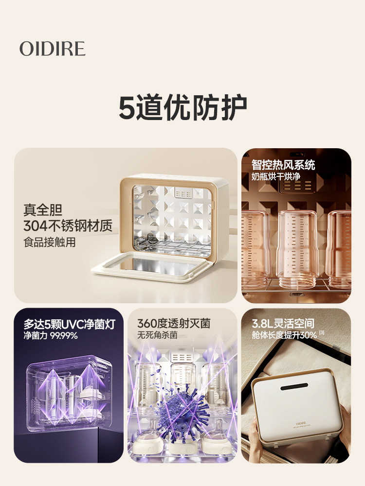 Oidire Portable Baby Bottle Sterilizer with Drying and Ultraviolet Sterilization Mini Baby-Specific Sterilizer