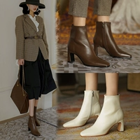 Martens, сексуальные эластичные демисезонные короткие сапоги на каблуке, ботинки из мягкой кожи с острым носком на каблуке-шпильке