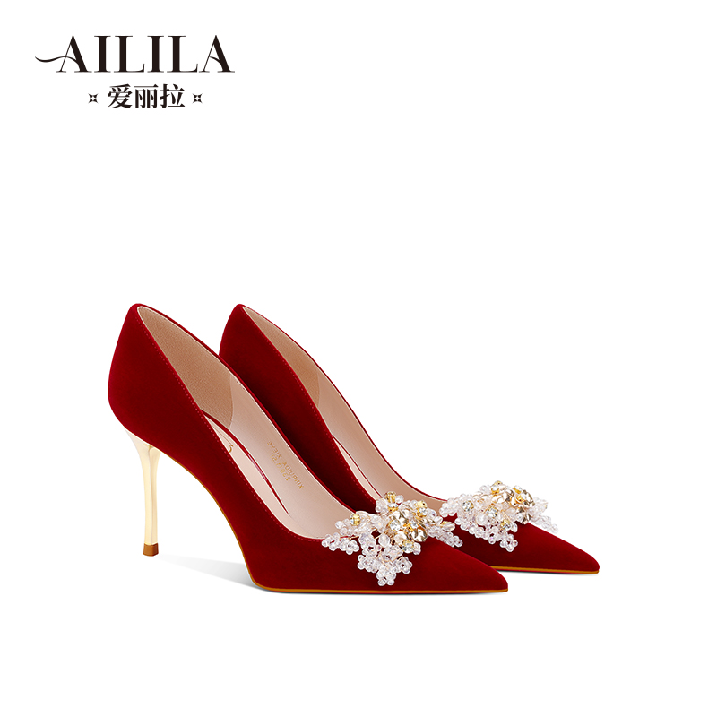 Love Lira Red Engagement Shoes Woman 2023 New Autumn Winter Show and Bride High Heels Shoes Not Tiring Advanced Sensation-Taobao