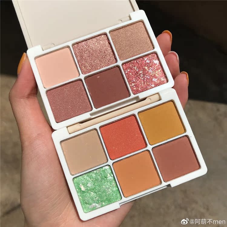LEEMEMBER 荔 món ăn phấn mắt sáu màu 曼 甜 荔 phấn mắt long lanh 6 màu cam cake bánh dâu - Bóng mắt phấn mắt odbo 2 tầng