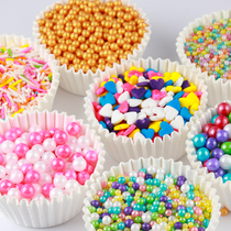 Baking cake decoration color sugar beads cup cake ice cream decoration 14mm sugar color beads golden white pearls