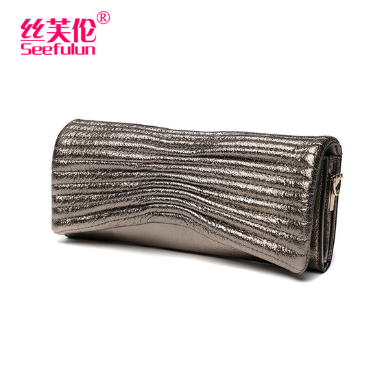 时尚宴会手拿包女气质2025新款休闲手抓包褶皱软皮小包礼服旗袍包