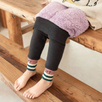 Winter girls leggings for children plus velvet padded cotton warm pants inside and outside wearing slim one-piece velvet boots foreign gas