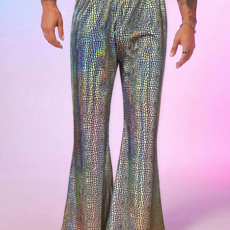 2026 Trendy Sequin Flared Pants for Men Stage Performance Casual Long Pants Performance Outfit Shiny Straight Pants 2026 Trendy Sequin Flared Pants for Men Stage Performance Casual Long Pants Performance Outfit Shiny Straight Pants