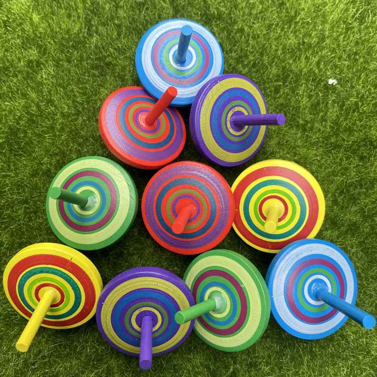 Woody colored small gyroscope children retro boy and girl toy creative decompression new exotic kindergarten prize gift