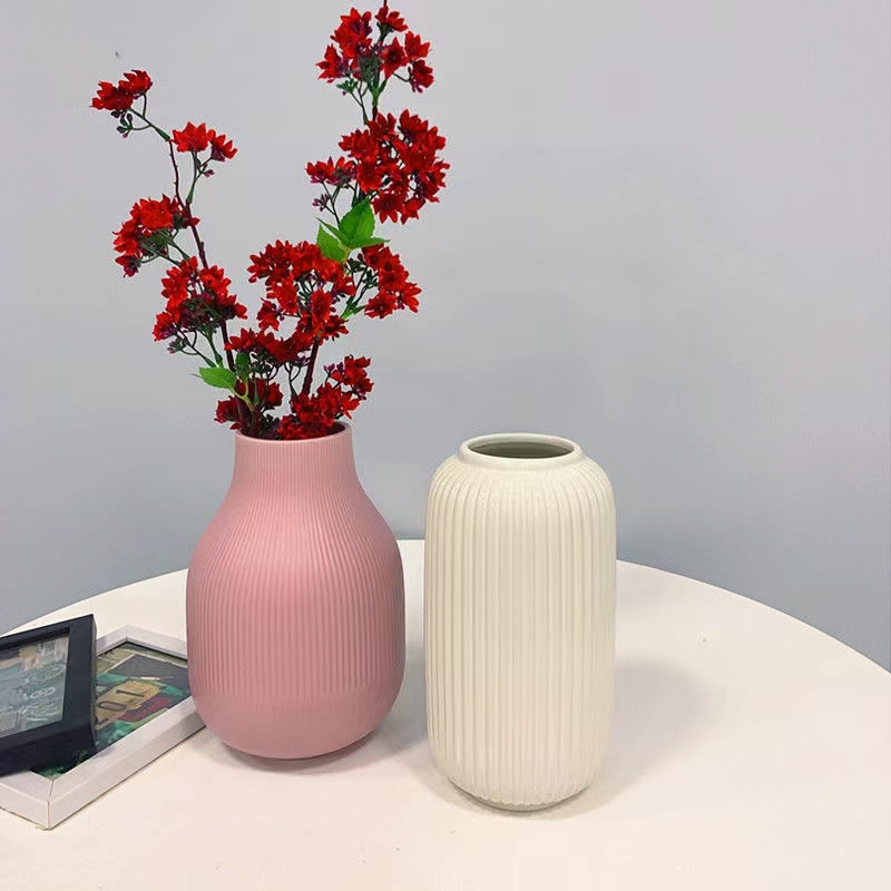 Home Modern Simple Countertop Small Flower Art Ceramic Vase Kiln Pink Decoration Hydroponic Flower Arrangement Water Culture