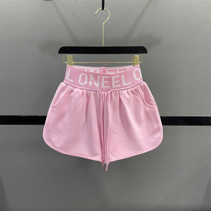 Pink Letter High-Waisted Sports Shorts for Women 2026 Spring/Summer Drawstring Hot Girl A-Line Running Casual Wide-Leg Pants Hot Pants