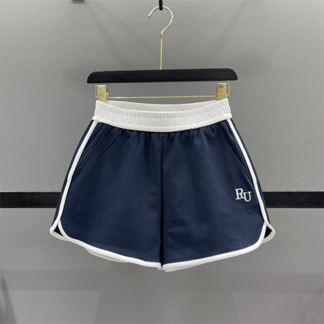 Contrast Color Casual Shorts Women's Sports A-Line Wide Legs
