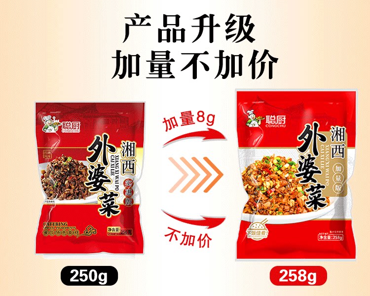 聪厨官方湘西外婆菜258g*2袋