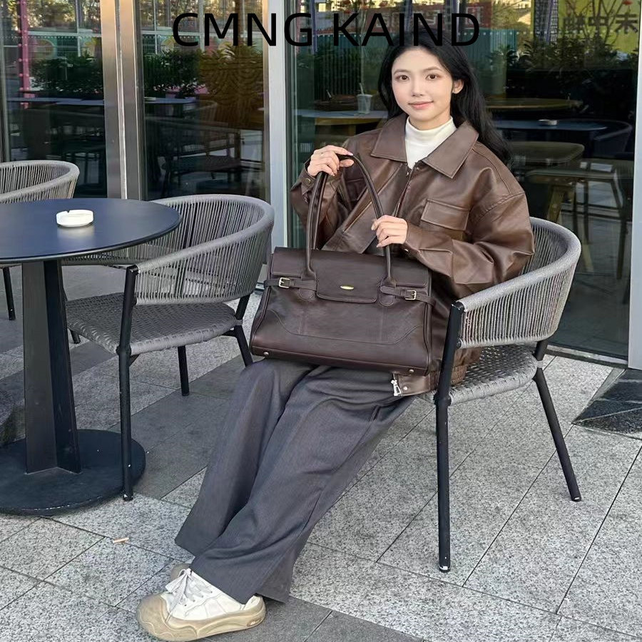 CMNG KAIND Genuine Leather Niche Tote Bag for Women 2025 New Arrival Luxury Large Capacity Commuter Shoulder Bag - Thumbnail 3