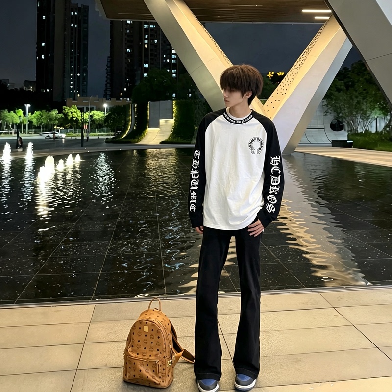 American High Street Letter Print Long-Sleeved Men's 2026 Early Autumn New Loose Round Neck Color-Blocking Youth Top American High Street Letter Print Long-Sleeved Men's 2026 Early Autumn New Loose Round Neck Color-Blocking Youth Top