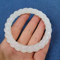 Hetian Jade sheep jade bracelet twist bracelet home has fairy wife with round bar white jade carved jade bracelet twisted