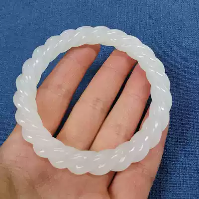 Hetian Jade sheep jade bracelet twist bracelet home has fairy wife with round bar white jade carved jade bracelet twisted