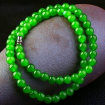Hetian Jade Jasper necklace boutique spinach green flawless black spot light green apple green belt certificate 6mm