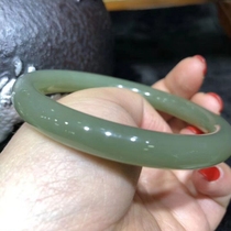 Natural Xinjiang Hetian jade green white jade bracelet with certificate