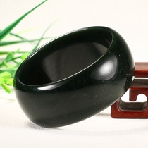 Hetian jade bracelet wide version bracelet Hetian Jade black green jade bracelet oil run Tower Green Jade special wide belt certificate