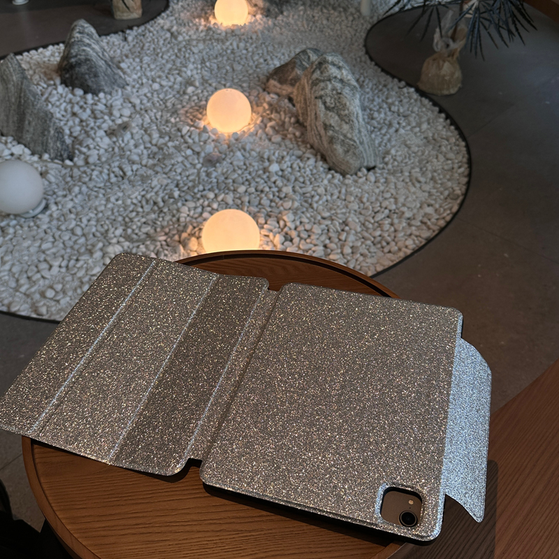 Idle 「iPad Silver Glitter」 Is Suitable for Apple Tablet Magnetic Detachable Pc Case iPad Air10.9 Protective Case Pro 11 Anti-Bending Anti-Fall Rotating Protective Case