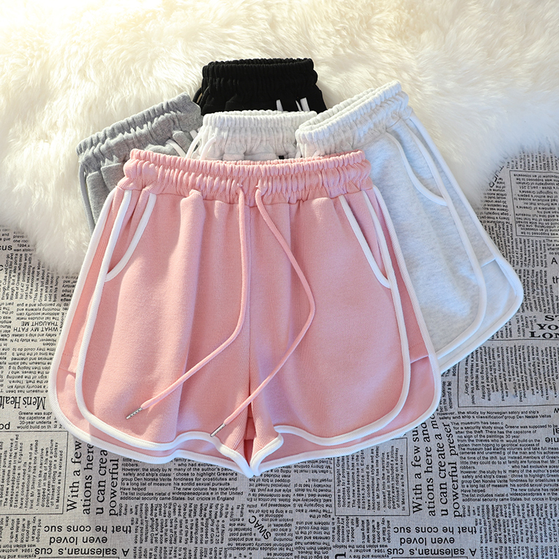 Korean Style Outfit~ Pink Casual Sports Shorts for Women, Summer Loose and Comfortable Home Sleep Shorts, Suitable for Wearing Outside and Shopping