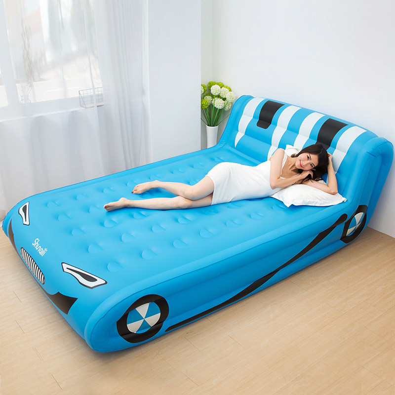Home cartoon inflatable mattress double inflatable bed cute single thickened high lazy bed folding air mattress