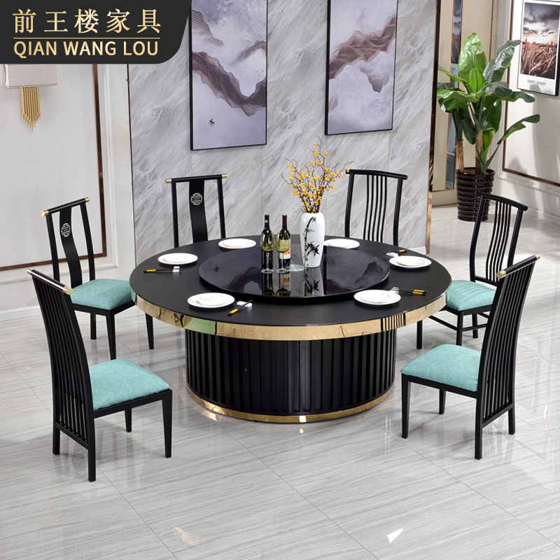 Hotel large round table glass electric turntable dining restaurant private room round table 1 6 meters 1 8 meters home Chinese dining table
