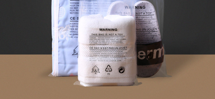 双层10丝加厚PE警示语自粘袋透明服装衣服外贸产品不干胶塑料包装详情3