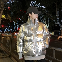 Phong cách mùa đông thời trang nam bạc sáng mặt cổ áo cotton phù hợp với nam Hàn Quốc áo khoác couple tx