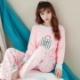 Bộ đồ ngủ dài tay mùa thu và cotton mùa đông cho nữ bộ pijama