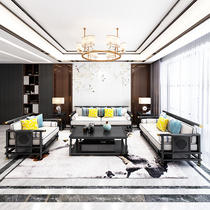 New Chinese Sofa Combination Suit All Solid Wood Light Lavish Furniture Small Family Style Living-room Fabric Sofa LIVING ROOM CUSTOM